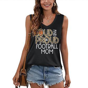 Womens Leopard Loud & Proud American Football Mom Family Mama Mommy Women's V-neck Casual Sleeveless Tank Top - Thegiftio UK