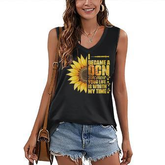 Womens Medical Became A Cns - Sunflower Oncology Certified Nurse Women's V-neck Casual Sleeveless Tank Top - Thegiftio UK