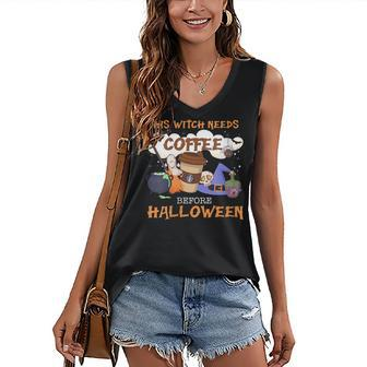 Womens This Witch Needs Coffee Funny Halloween Coffee Lovers Women's V-neck Casual Sleeveless Tank Top - Thegiftio UK