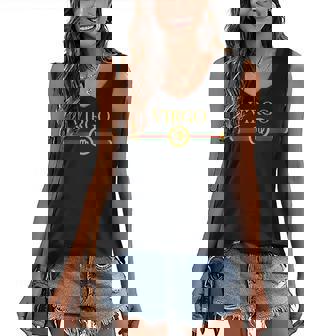 Womens Virgo Zodiac Sep August Birthday Graphic Art Virgo Sign Women's V-neck Casual Sleeveless Tank Top - Thegiftio