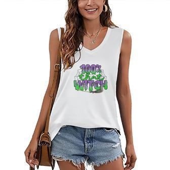 100% That Witch Spider Halloween Party Women's Vneck Tank Top - Seseable