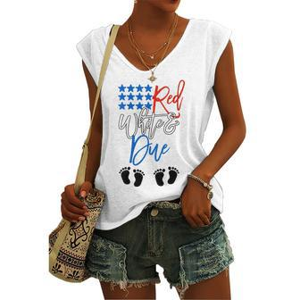 Womens 4Th Of July Pregnancy Announcement Pregnant With Twins Women's Vneck Tank Top - Seseable