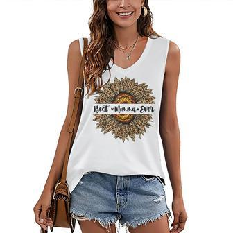 Best Momma Ever Sunflower Momma Mothers Day Gifts Women's V-neck Casual Sleeveless Tank Top - Thegiftio UK