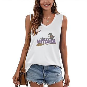 Boo Witches Broom Halloween Boo Crew Women's Vneck Tank Top - Seseable
