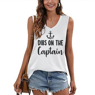 Funny Captain Wife Dibs On The Captain Quote Anchor Sailing V2 Women's V-neck Casual Sleeveless Tank Top - Thegiftio UK