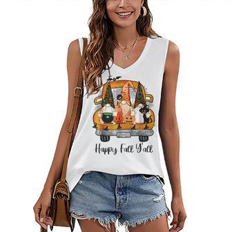 Gnome Witch Halloween Pumpkin Autumn Fall Happy Fall Yall Women's V-neck Casual Sleeveless Tank Top - Thegiftio
