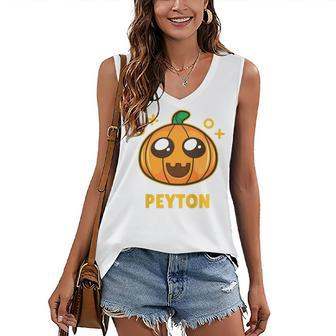 Kids Peyton Kids Pumpkin Halloween Women's Vneck Tank Top - Seseable