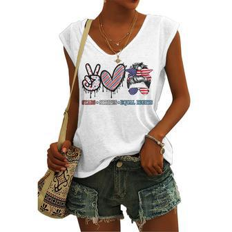 Messy Bun Stars Stripes Equal Rights 4Th July Womens Rights Women's Vneck Tank Top - Seseable