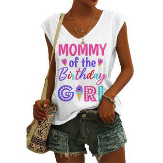 Mommy Of The Birthday Girl Mom Ice Cream First Birthday Women's Vneck Tank Top - Seseable
