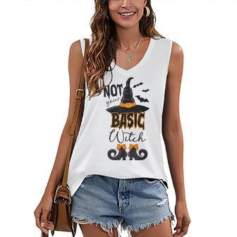 Not Your Basic Witch Halloween Costume Witch Bat Women's Vneck Tank Top - Seseable