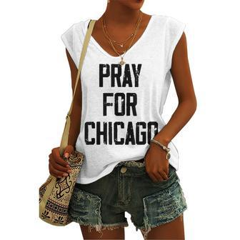 Pray For Chicago Chicago Shooting Support Chicago Women's Vneck Tank Top - Seseable