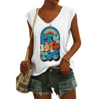 Pro Roe 1973 Pro Choice Womens Rights Retro Vintage Groovy Women's Vneck Tank Top - Seseable