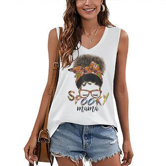 Womens Spooky Mama Halloween Day For Mom Women's Vneck Tank Top - Seseable