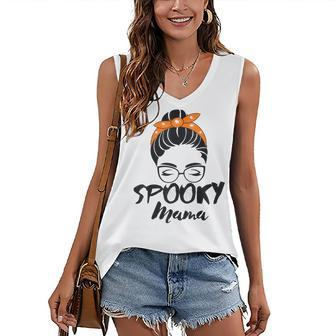 Spooky Mama Humor Mom Halloween Party 2021 For Mother Women's Vneck Tank Top - Seseable
