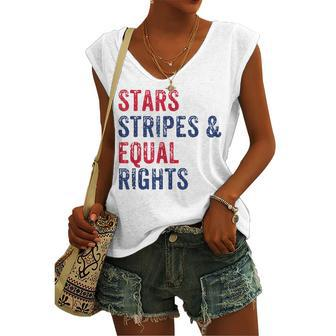 Stars Stripes And Equal Rights 4Th Of July Womens Rights V2 Women's Vneck Tank Top - Seseable