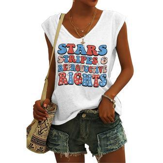 Stars Stripes Reproductive Rights Patriotic 4Th Of July V20 Women's Vneck Tank Top - Seseable