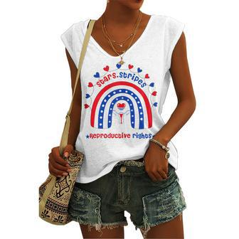 Womens Stars Stripes Reproductive Rights Patriotic 4Th Of July Women's Vneck Tank Top - Seseable
