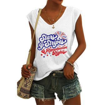 Stars Stripes Reproductive Rights Pro Roe 1973 Pro Choice Women&8217S Rights Feminism Women's V-neck Tank Top | Mazezy