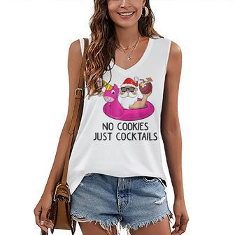 Summer Santa Christmas In July No Cookies Just Cocktails Women's V-neck Casual Sleeveless Tank Top - Thegiftio UK
