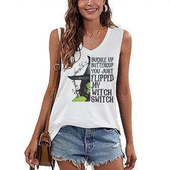 Witch Buckle Up Buttercup You Just Flipped My Witch Switch Women's Vneck Tank Top - Seseable