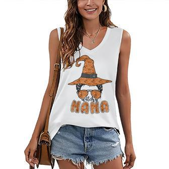Witchy Mama Halloween Messy Bun Witch Mom Spooky Women V2 Women's Vneck Tank Top - Seseable
