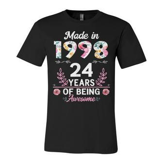24 Years Old Gifts 24Th Birthday Born In 1998 Women Girls Unisex Jersey Short Sleeve Crewneck Tshirt - Seseable