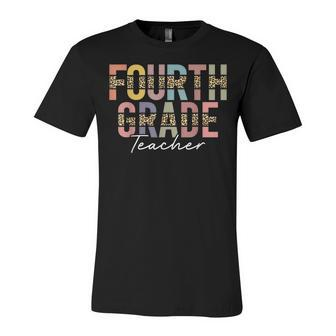 4Th Grade Teacher Leopard Team Fourth Grade Squad Women Unisex Jersey Short Sleeve Crewneck Tshirt - Seseable