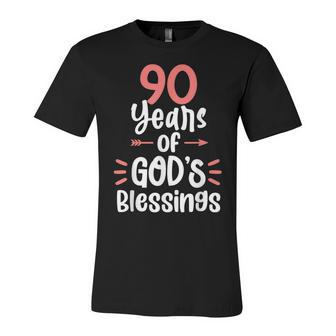90 Years Of Gods Blessings 90 Year Old Happy 90Th Birthday Unisex Jersey Short Sleeve Crewneck Tshirt - Seseable