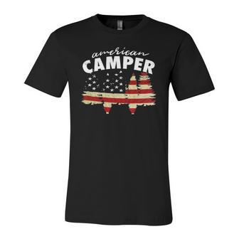 American Camper US Flag Patriotic Camping Jersey T-Shirt | Mazezy
