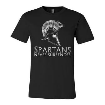 Ancient Spartan Greek History - Spartans Never Surrender Unisex Jersey Short Sleeve Crewneck Tshirt - Seseable
