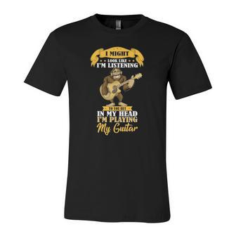 Bigfoot Playing Acoustic Guitar Musical Sasquatch Bigfoot Jersey T-Shirt | Mazezy