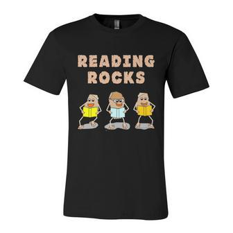 Book Reading Rocks Funny Literacy Funny Gift Unisex Jersey Short Sleeve Crewneck Tshirt - Monsterry CA