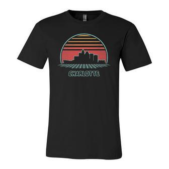 Charlotte City Skyline Retro 80S Style Souvenir Jersey T-Shirt | Mazezy