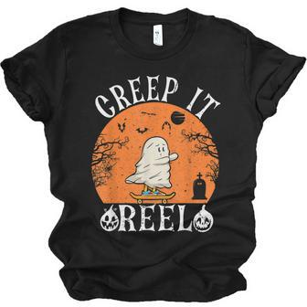 Creep It Real Ghost Men Skateboarding Halloween Fall Season Men Women T-shirt Unisex Jersey Short Sleeve Crewneck Tee - Thegiftio UK