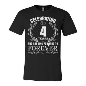 Cute 4Th Wedding Anniversary For Couples Married 4 Year Unisex Jersey Short Sleeve Crewneck Tshirt - Seseable