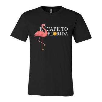 Desantis Escape To Florida Flamingo Orange Cute Gift Unisex Jersey Short Sleeve Crewneck Tshirt - Monsterry