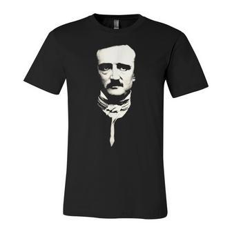 Edgar Allan Poe | Writer | Face Portrait | Unisex Jersey Short Sleeve Crewneck Tshirt - Seseable