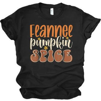 Flannel Pumpkin Spice Flower Vintage Style Fall Autumn Vibes Unisex Jersey Short Sleeve Crewneck Tshirt - Thegiftio UK