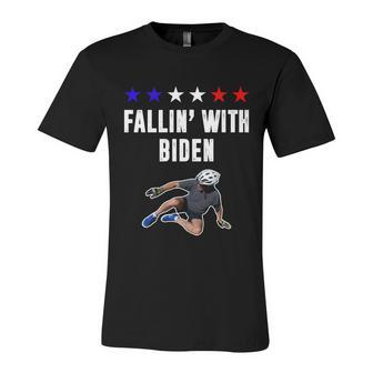 Funny Anti Biden Fallin With Biden Funny Joe Biden Bike Fall Unisex Jersey Short Sleeve Crewneck Tshirt - Monsterry