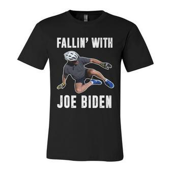 Funny Anti Biden Fallin With Joe Biden Funny Bicycle Unisex Jersey Short Sleeve Crewneck Tshirt - Monsterry