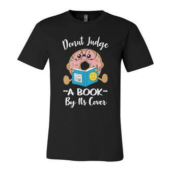 Funny Bookworm Teacher Librarian Reading Donut Pun Literacy Cool Gift Unisex Jersey Short Sleeve Crewneck Tshirt - Monsterry