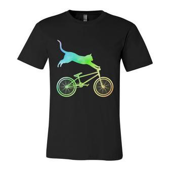 Funny Cat Cyclist Animal Gift Bmx Bicycle Unisex Jersey Short Sleeve Crewneck Tshirt - Monsterry