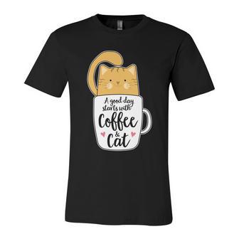 Funny Orange Cat Coffee Mug Cat Lover Unisex Jersey Short Sleeve Crewneck Tshirt - Monsterry CA