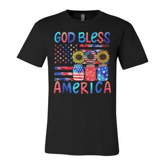 God Bless America For Women Patriotic 4Th Of July Sunflower Unisex Jersey Short Sleeve Crewneck Tshirt - Seseable