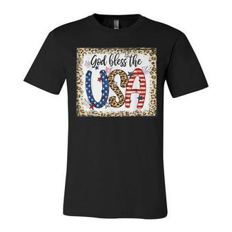 God Bless America Leopard Christian 4Th Of July Patriotic Unisex Jersey Short Sleeve Crewneck Tshirt - Seseable
