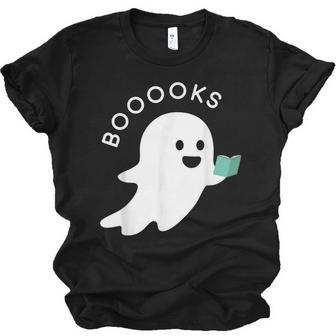 Halloween Booooks Ghost Reading Boo Read Books Library Men Women T-shirt Unisex Jersey Short Sleeve Crewneck Tee - Thegiftio UK