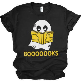 Halloween Booooks Ghost Reading Boo Read Books Library V4 Men Women T-shirt Unisex Jersey Short Sleeve Crewneck Tee - Thegiftio UK