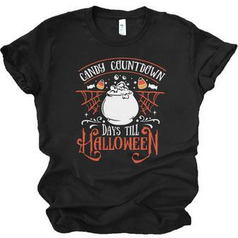 Halloween Candy Countdown Days Till Halloween - Orange And White Men Women T-shirt Unisex Jersey Short Sleeve Crewneck Tee - Seseable
