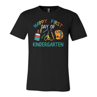 Happy First Day Of Kindergarten Back To Boys Girls Teacher Jersey T-Shirt | Mazezy