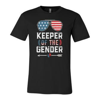 Keeper Of The Gender Reveal 4Th Of July Us Flag Sunglasses Jersey T-Shirt | Mazezy